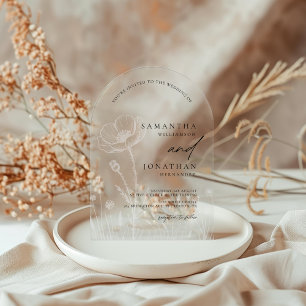 Rustic Wildflowers Elegant Modern Wedding Acrylic Invitations