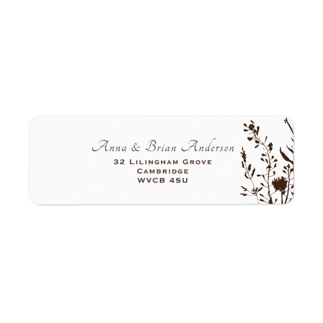 Rustic Wildflowers Fall Floral Wedding Return Address Label (Front)
