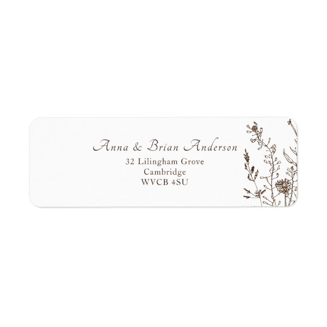Rustic Wildflowers Fall Floral Wedding Return Address Label (Front)