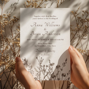Rustic Wildflowers Fall Meadow Floral Wedding Invitation