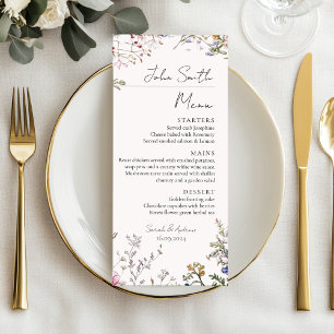 Rustic Wildflowers Floral Wedding Personalised Menu