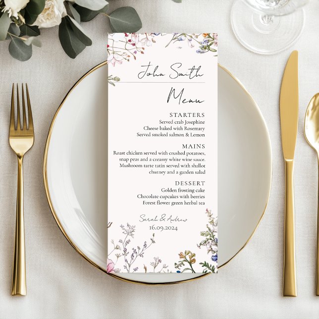 Rustic Wildflowers Floral Wedding Personalized Menu (Creator Uploaded)