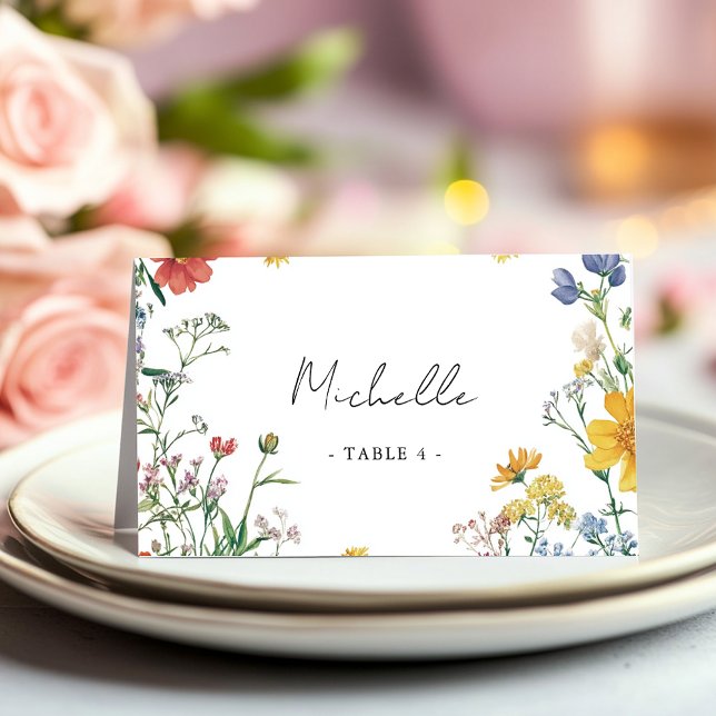 Rustic Wildflowers Floral Wedding  Place Card (Creator Uploaded)