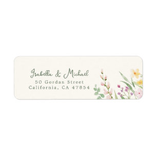 Rustic Wildflowers Floral Wedding Return Address Label