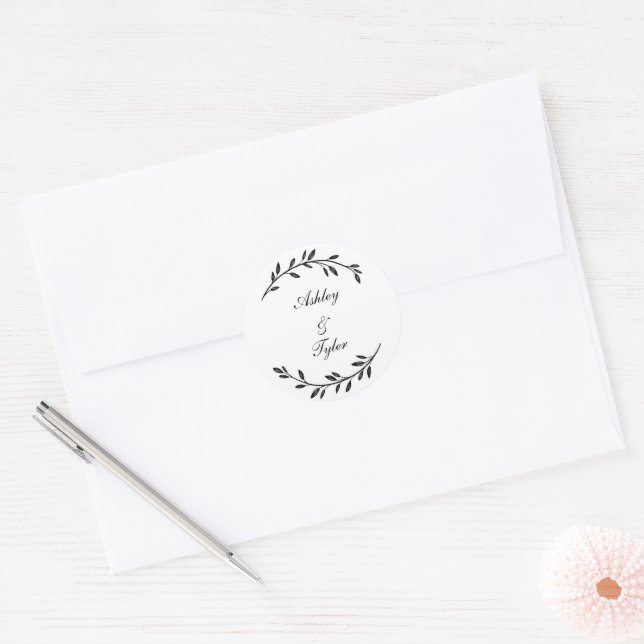 Rustic Wildflowers Folk Wedding custom Classic Round Sticker (Envelope)