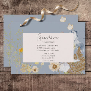 Rustic Wildflowers Monogram Dusty Blue Reception Enclosure Card