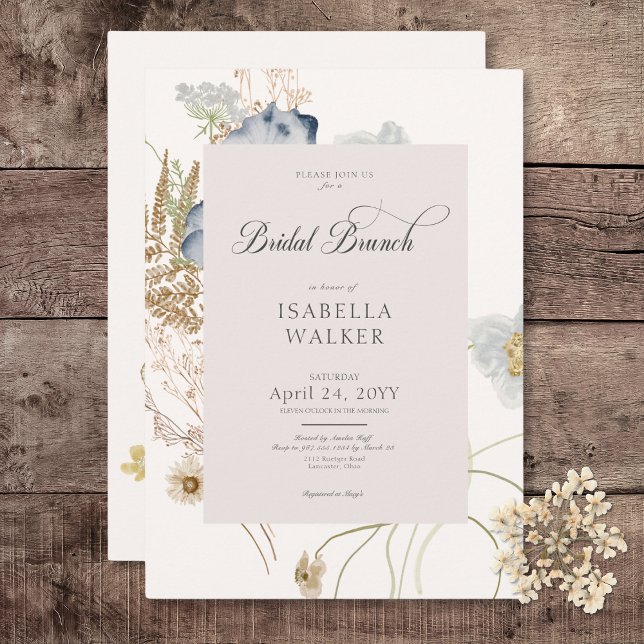 Rustic Wildflowers on Cream Bridal Brunch Invitation (Rustic Wildflowers on Cream Bridal Shower Invitation)