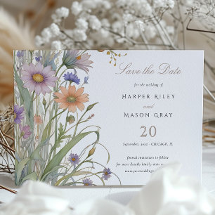 Rustic Wildflowers Save the Date Wedding Invitation