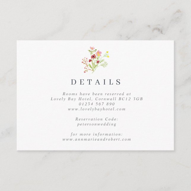 Rustic Wildflowers Wedding Enclosure Card (Front)