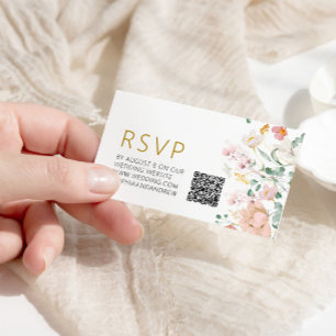 Rustic Wildflowers Wedding QR RSVP Enclosure Card
