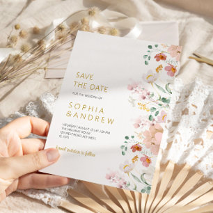 Rustic Wildflowers Wedding Save the Date  Invitation