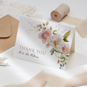 Rustic Wildflowers Wedding Thank You Card