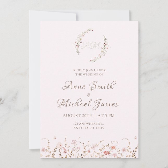 Rustic Wildflowers with Photo Boho Country Floral  Save The Date (Front)