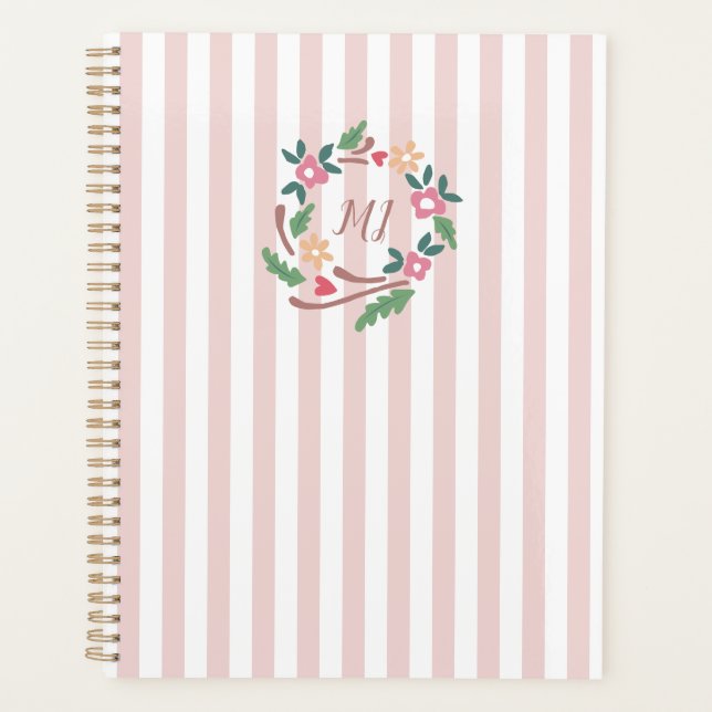 Rustic Wildflowers Wreath Monogram Planner (Front)