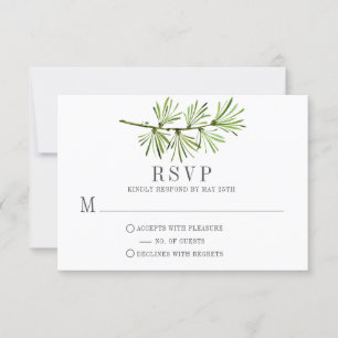 Rustic Wildwoods Pine Branch Minimalist RSVP