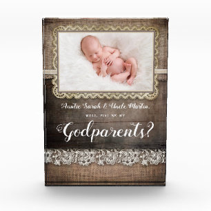 Rustic Will You Be My Godparents Proposal Photo Block