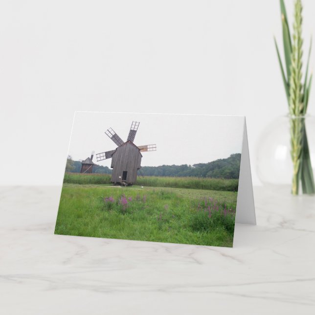 Rustic Windmill Greeting Card (Front)