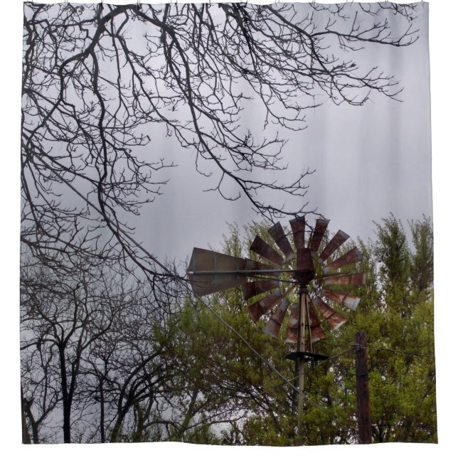 Rustic Windmill Shower Curtain (Front)
