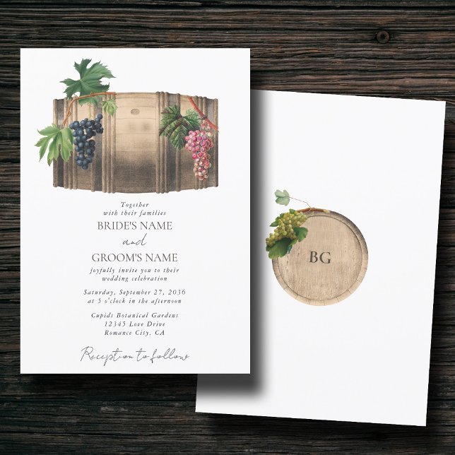 Rustic Wine Barrel Winery Vineyard Wedding Invitation (Rustic Wine Barrel Winery Vineyard Wedding Invitation)