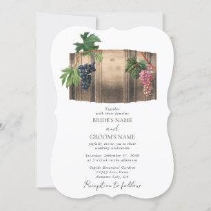 Rustic Wine Barrel Winery Vineyard Wedding Invitation