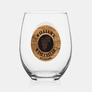 Rustic Wine Cellar Tasting Room Stemless Wine Glass