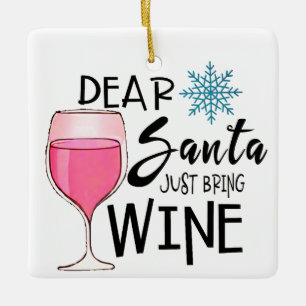 Rustic Wine Christmas Ornament, Funny Wine Lovers Ceramic Ornament