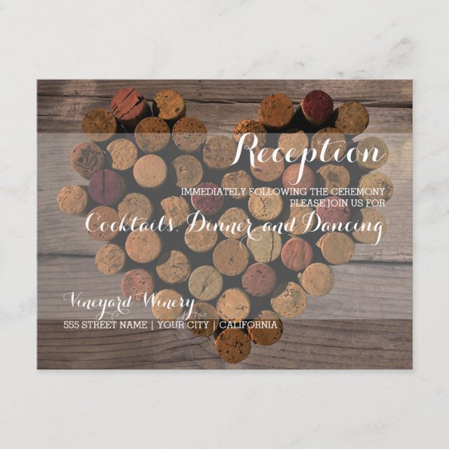 Rustic Wine Cork Reception Card (Front)