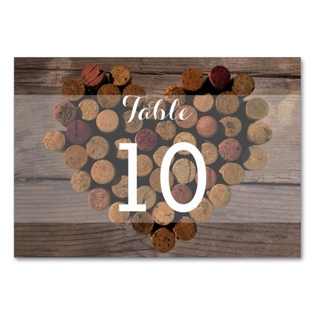 Rustic Wine Cork Table Number Card (Front)