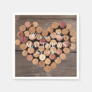 Rustic Wine Cork Wedding Cocktail Napkins
