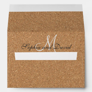 Rustic Wine Cork Wedding Monogram Envelope
