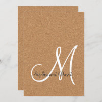 Rustic Wine Cork Wedding Monogram Invitation