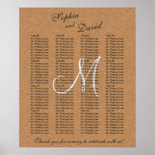 Rustic Wine Cork Wedding Monogram Seating Chart