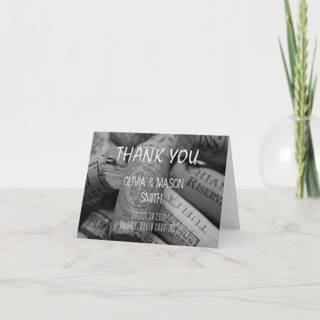 Rustic Wine Cork Wedding Thank You Card (Front)