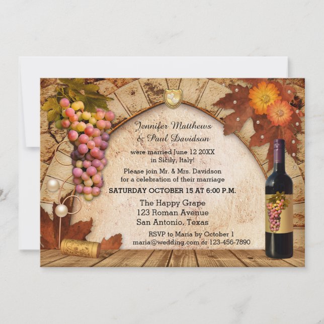 Rustic Wine Elope or Post Wedding Party Invitation (Front)
