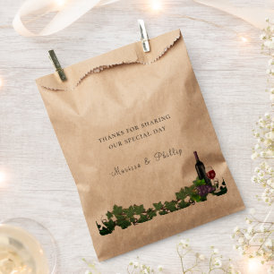 Rustic Wine Grapevines Winery Wedding Favour Bag