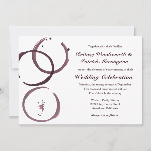 Rustic Wine Stain Vineyard Wedding Invitations (Front)