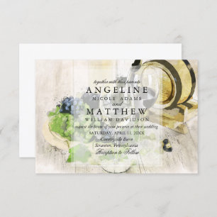 Rustic Wine Themed Vineyard Wedding Invitation