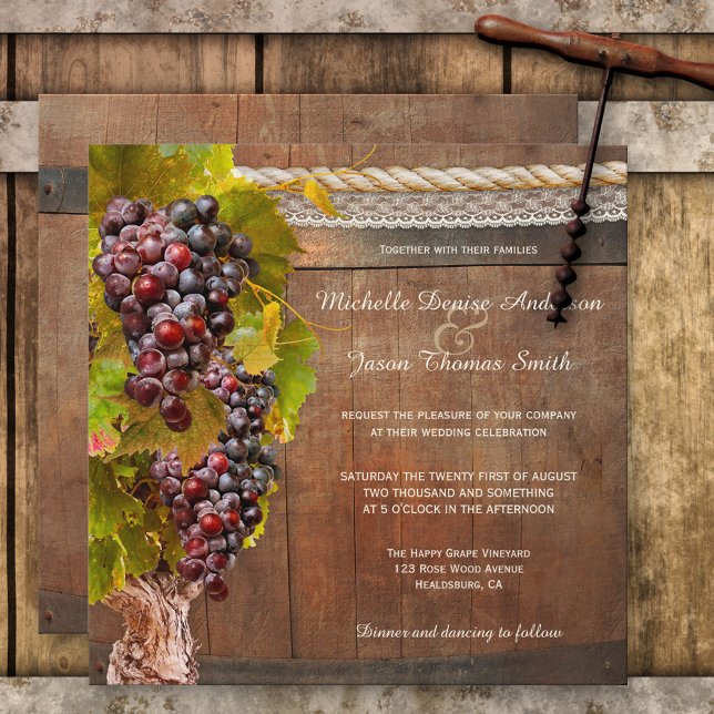Rustic Wine Themed Vineyard Wedding Invitation (Creator Uploaded)