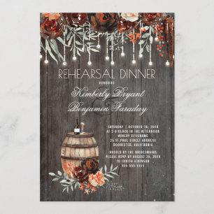 Rustic Winery Floral Lights Rehearsal Dinner Invitation