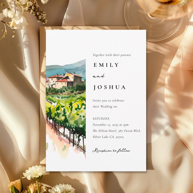 Rustic Winery Landscape Wedding Invitation (Creator Uploaded)