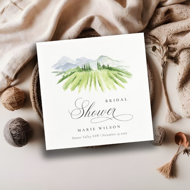 Rustic Winery Vineyard Mountain Bridal Shower Napkin (Creator Uploaded)