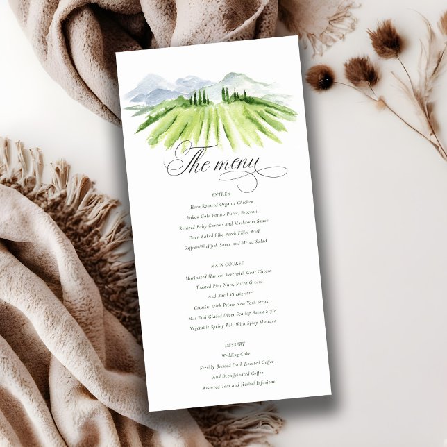 Rustic Winery Vineyard Mountain Wedding Menu Card (Creator Uploaded)
