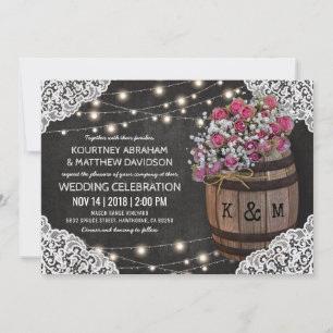 Rustic Winery Wedding Invitation   String Lights