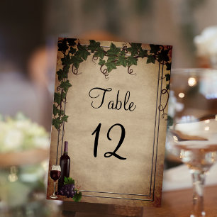 Rustic  Winery Wedding Reception Table Numbers