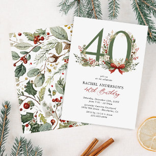 Rustic Winter 40th Birthday Invitation