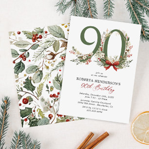 Rustic Winter 90th Birthday Invitation