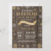 Rustic Winter Baby Shower Gold Snowflake