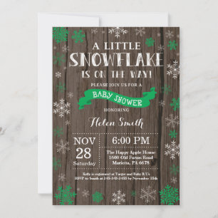 Rustic Winter Baby Shower Red Snowflake Invitation