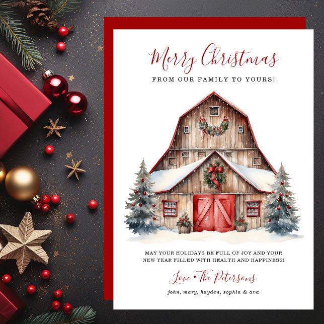 Rustic Winter Barn Christmas Holiday Card (Creator Uploaded)