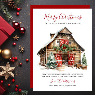 Rustic Winter Barn Christmas Holiday Card